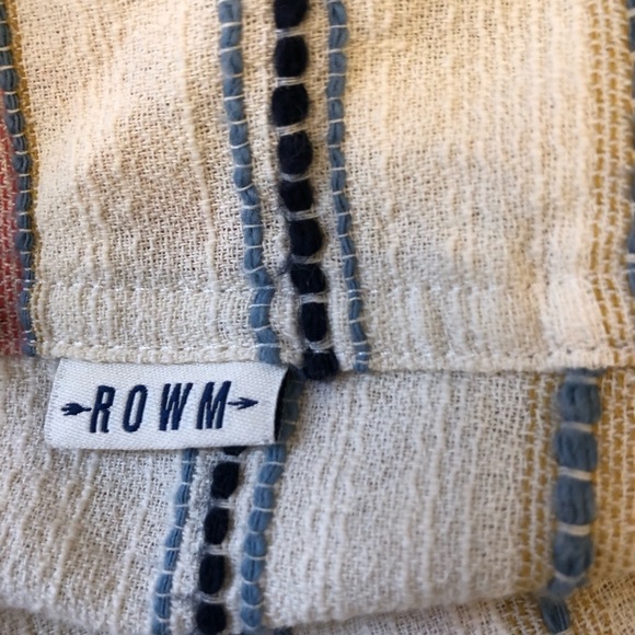 ROWM Stripe 100% Cotton Button Up Shirt Light Beach Woven Fabric Size: XL - Picture 10 of 11